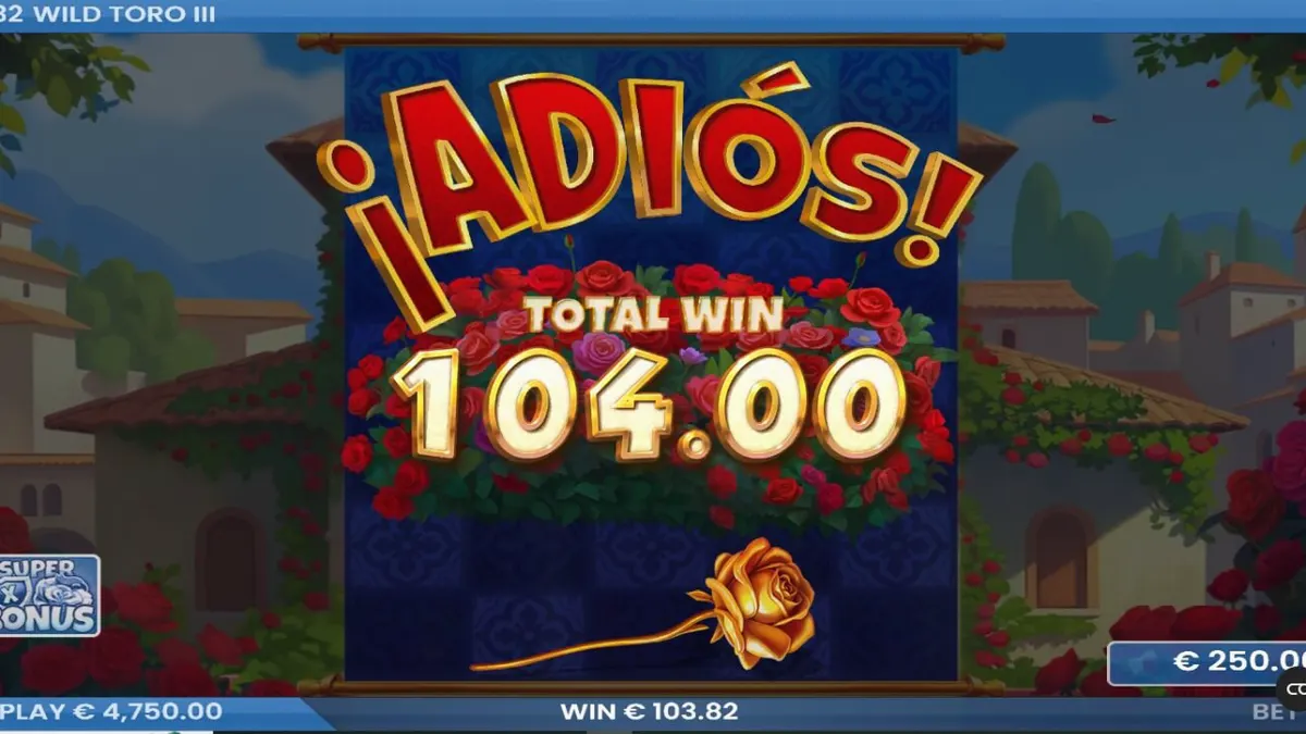 Visual meriah dari slot Wild Toro 3 dengan latar belakang desa Spanyol yang cerah.